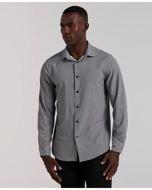Perry Ellis Long-sleeve Slim-fit Micro Geometric Print Shirt - Gray