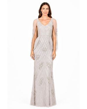 Lara Beaded Cape Sleeve Dress - White