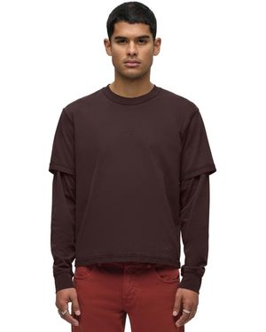 Hudson Jeans Hybrid Long-sleeve Relaxed-fit T-shirt - Red