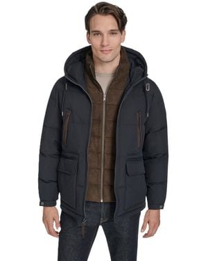 Marc New York Hooded Puffer Faux-suede Bib Jacket - Black