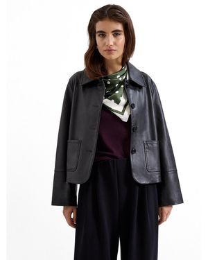 Phase Eight Pippa Leather Jacket - Black