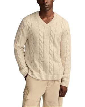 Lucky Brand Cable V-neck Sweater - Natural