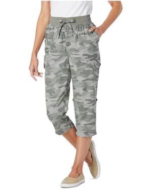 Woman Within Plus Size Convertible Length Cargo Capri/bermuda - Gray