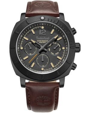 Timberland Quartz Pyperville Date Leather Watch 45mm - Gray