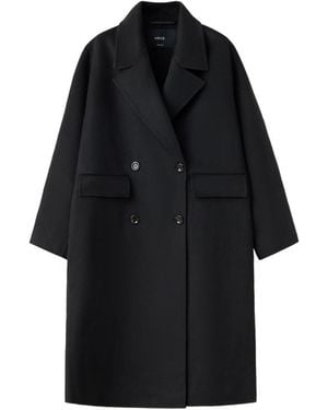 Mango Handmade Wool-blend Double-breasted Coat - Black