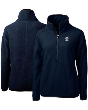 Cutter & Buck Detroit Tigers Cascade Eco Sherpa Fleece Quarter-zip Pullover Jacket - Blue
