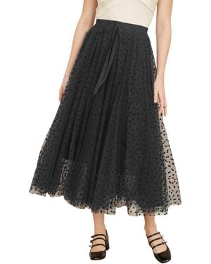 Yumi' Mesh Heart Print Tulle Skirt - Black