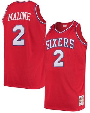 Mitchell & Ness Moses Malone Philadelphia 76ers Big And Tall Hardwood Classics Jersey - Red