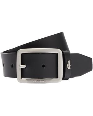 Lacoste Embossed Buckle Leather Belt - Black
