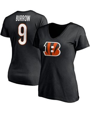 Fanatics Joe Burrow Cincinnati Bengals Player Icon Name And Number V-neck T-shirt - Black