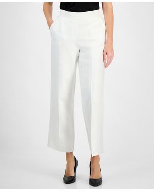 Kasper Linen Audrey Pull-on Wide Leg Pants - White