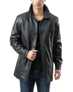 BGSD Men Samuel Leather Car Coat - Black