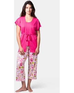 Hue Mama Jama 3 Piece Pj Set - Pink