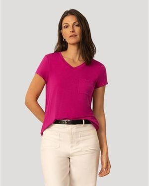 Cable & Gauge V Neck Patch Pocket Tee - Pink