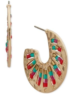 Lonna & Lilly Gold-tone Color Beaded Medium C Hoop Earrings - Multicolor