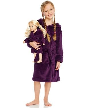 Leveret Little Girls 6-14 Matching Doll Fleece Hooded Robe - Purple
