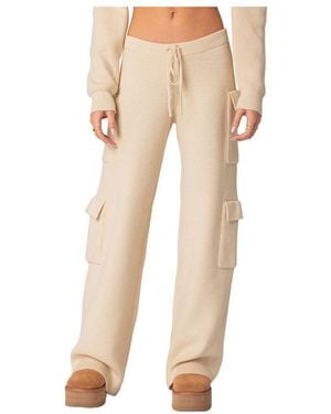 Edikted Wynter Knit Cargo Pants - Natural