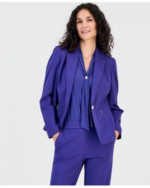 Kasper Petite Notch-collar One-button Compression Jacket - Purple