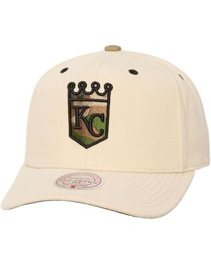 Mitchell & Ness And Kansas City Royals Camo Logo Pro Crown Snapback Hat - Natural