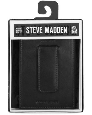 Steve Madden Antique-like Magnet Front Pocket Wallet - Black