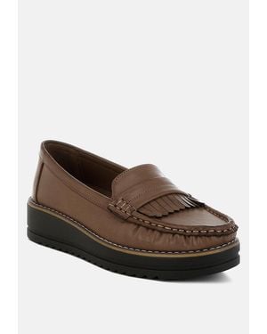 LONDON RAG Croyda Fringed Nubuck Loafers - Brown