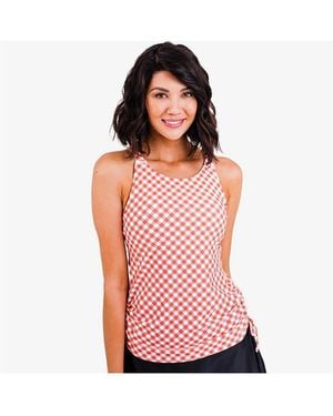 Calypsa Plus Size Maya Tankini Swim Top With Removable Cups - Red
