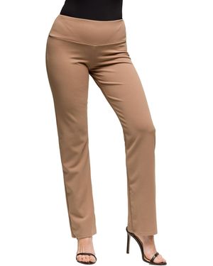 24seven Comfort Apparel Comfortable Stretch High Waist Dress Pants - Natural