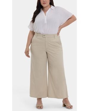 NYDJ Plus Size Mona Wide Leg Trouser Ankle Pants - Natural