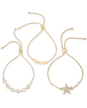 Guess 3-pc. Set Rhinestone Bezel & Star Slider Bracelets - Metallic