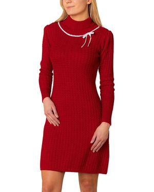 Hope & Henry Organic Mock Neck Cable Sweater Dress - Red