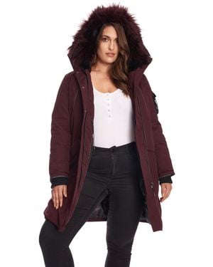 Alpine North Plus Size Laurentian Long Parka Winter With Faux Fur Hood - Purple