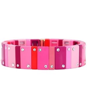 The Lovery Domino Stretch Bracelet 14k Gold-plated Over Brass 16 Millimeters - Pink
