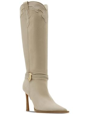 Steve Madden Kyndall Knee-high Embellished Stiletto Western Boots - Natural