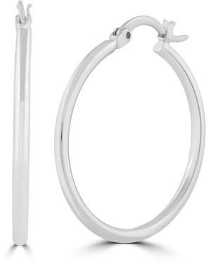 Simona Polished Hinged Hoop Earrings - White