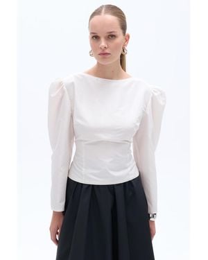 Nocturne Boat Neck Blouse - White