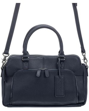 Mancini Pebbled Jennifer Satchel Bag - Blue