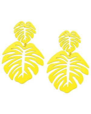 SOH Leaf Drop Earrings - Yellow