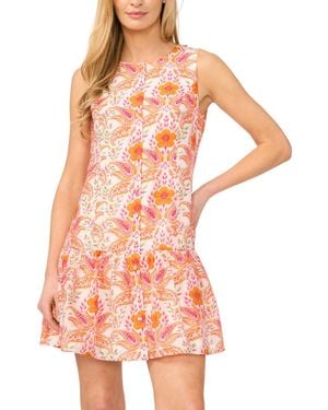 Cece Sleeveless Princess Seam Printed Dress - Red