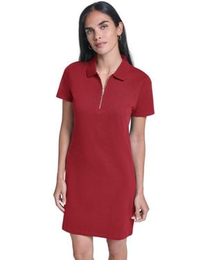 Nautica Short-sleeve Zip Polo Dress - Red