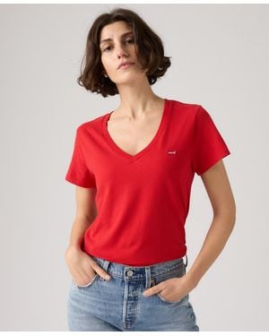 Levi's Perfect Cotton V-neck Short-sleeve T-shirt - Red
