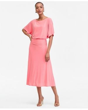 INC International Concepts Blouson-bodice Midi Dress - Pink