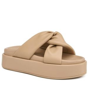 J/Slides Yvette Leather Platform Sandal - Natural