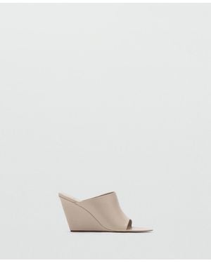 Mango Leather Wedge-heel Sandals - White