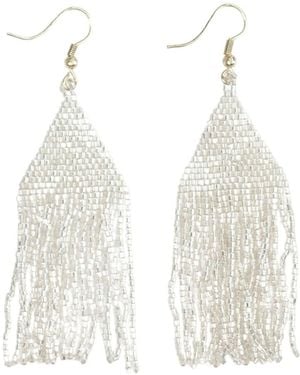 INK+ALLOY Lexie Solid Beaded Fringe Earrings - White