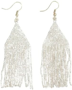 INK+ALLOY Lexie Solid Beaded Fringe Earrings - White