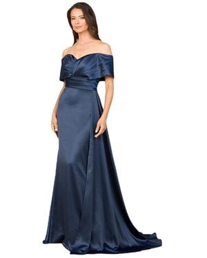 Lara Off Shoulder Satin Dress - Blue