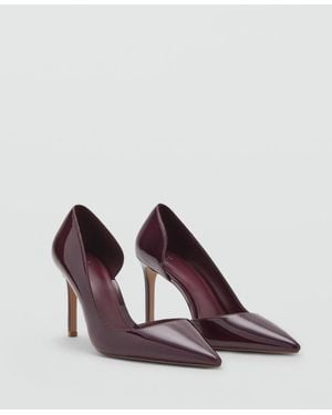 Mango Asymmetrical Patent Leather Court Shoes - Purple