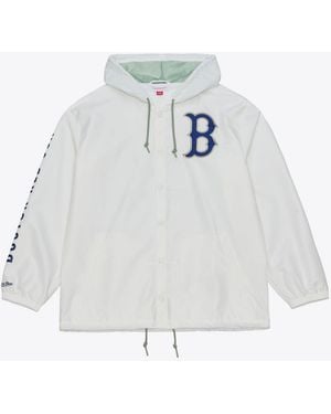 Mitchell & Ness Boston Red Sox Yacht Rock Coaches Full-snap Hooded Windbreaker Jacket - White