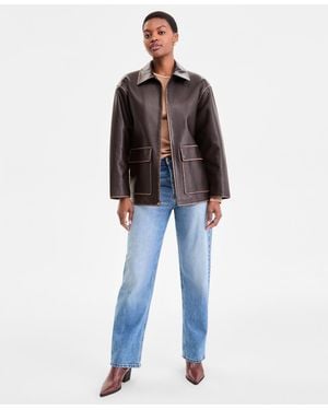 BCBGMAXAZRIA Zip-front Faux-leather Coat - Blue