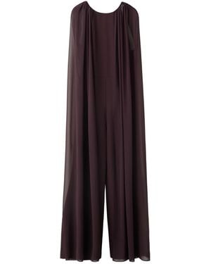Mango Cape And Slits Jumpsuit - Purple